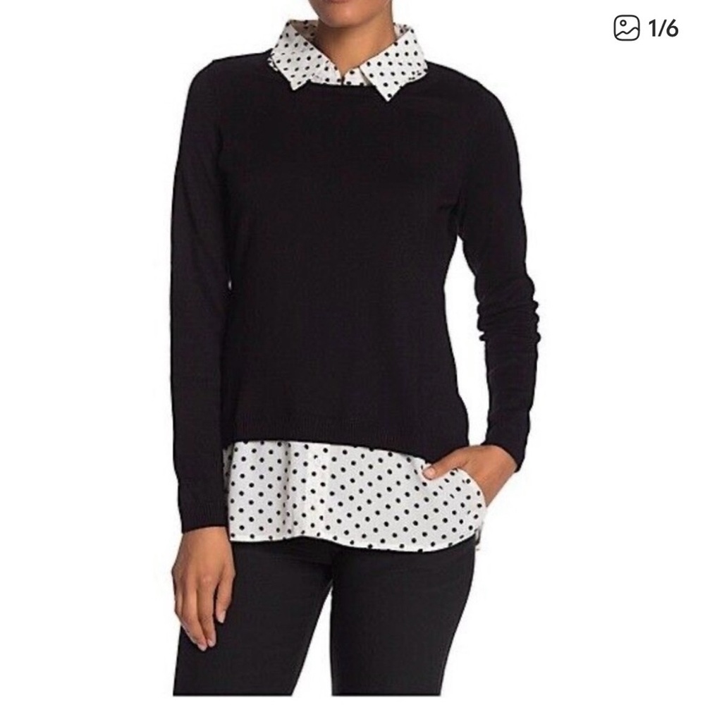 Black and White Polka Dot Layered Women's Top